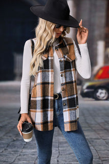 ☁️🍂 PlaidHaven – Women's Button-Down Plaid Vest