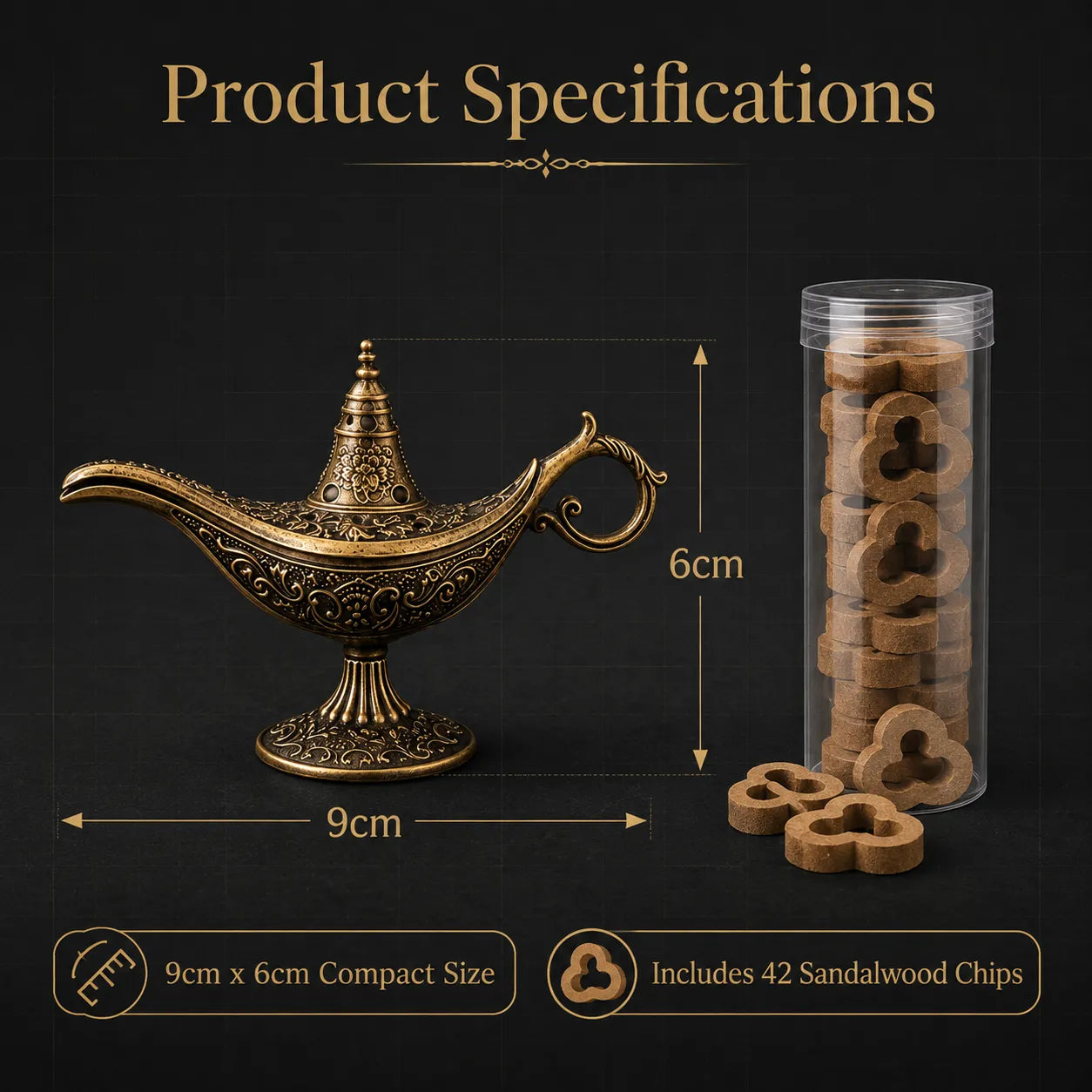🔥GenieGlow – Vintage Aladdin Genie Lamp Incense Holder
