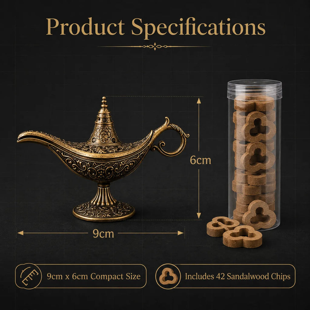 🔥GenieGlow – Vintage Aladdin Genie Lamp Incense Holder