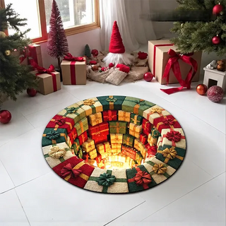 🎄 Christmas Gnome Optical Illusion Round Rug | Fun Festive Home Decor Must‑Have⭐🏠🎁