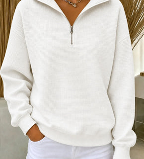 CozyWaffle – 🔥 Women's Waffle Knit Quarter-Zip Sweatshirt