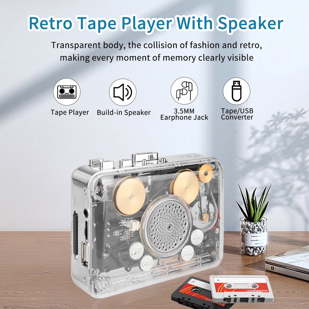 📼 ClearTape – Retro Portable Cassette Player with Auto Reverse Playback, Stereo Sound & Tape-to-MP3 Conversion🎵