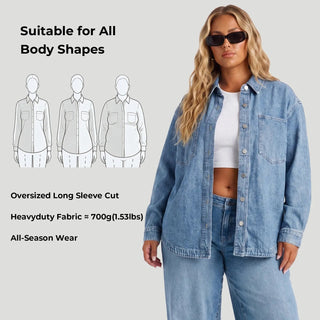DenimDrift – Women's Oversized Denim Shirt Jacket for Casual Streetwear