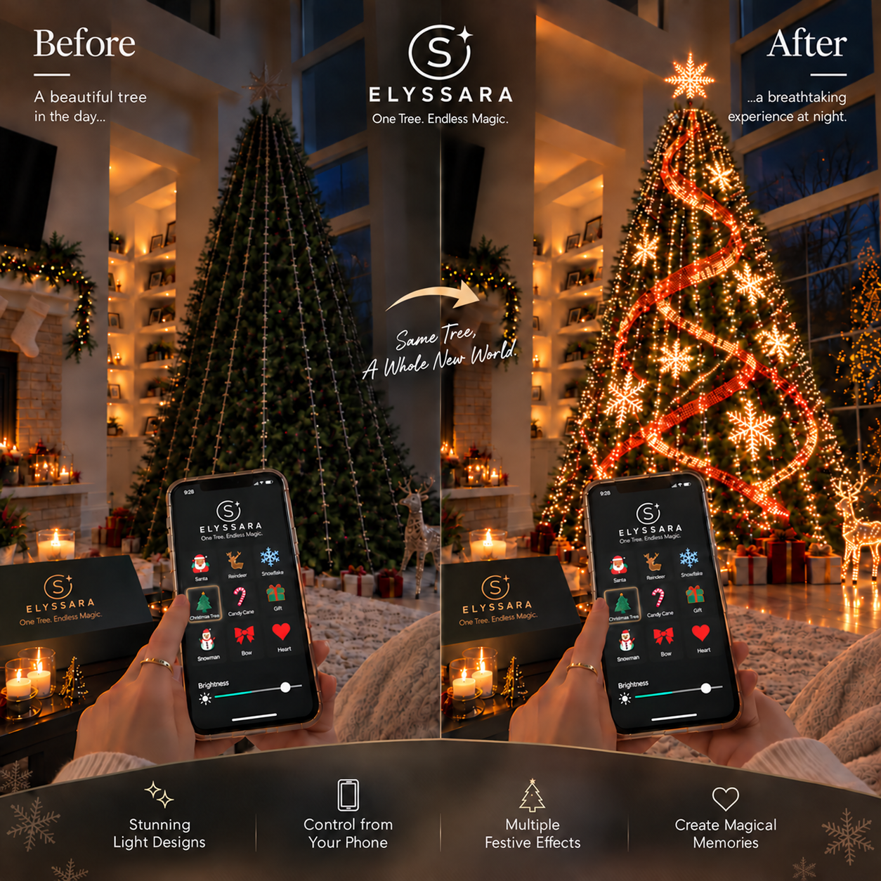 PixelPine – Smart Animated Christmas Tree Lights with Phone Control