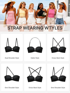 SecureLift – Women's Strapless Front-Closure Push-Up Bra