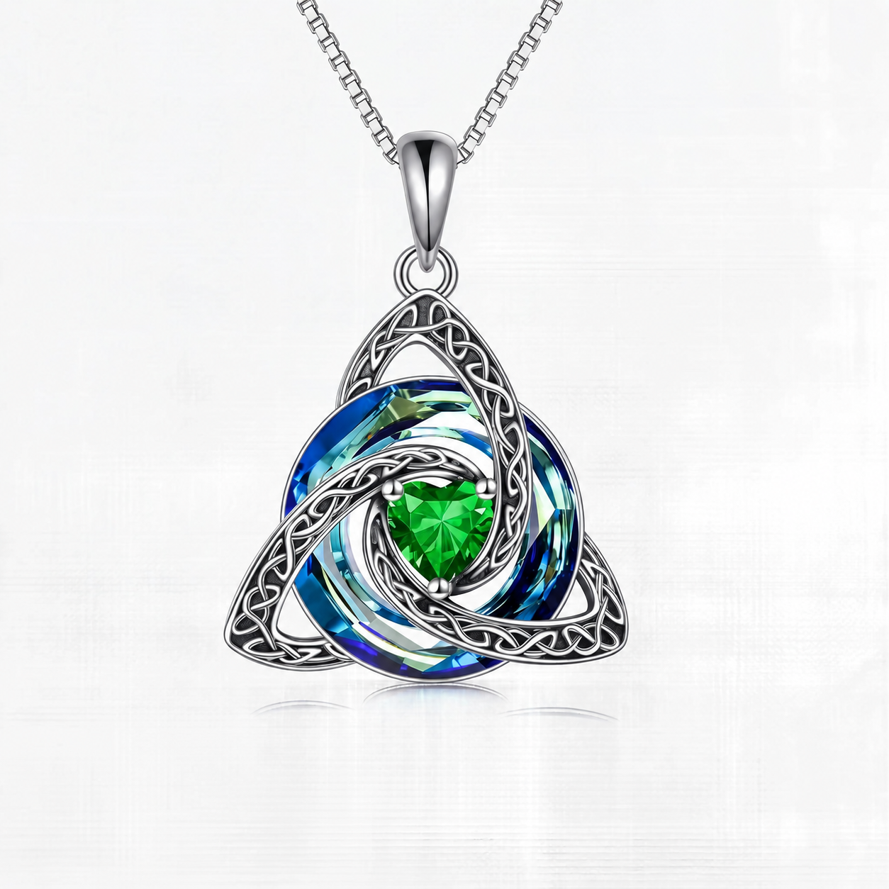 TrinityHeart – Celtic Birthstone Trinity Knot Necklace, a Symbol of Faith, Love & Forever