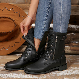 ZipRider – 🔥 Women's Zipper Leather Riding Boots with Wide Fit & Cushioned Sole