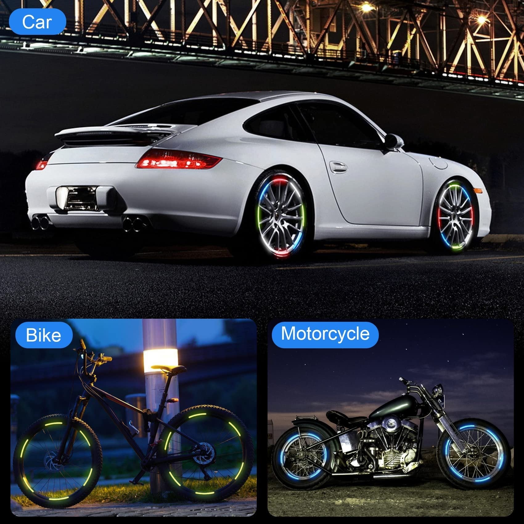 RimGlow – 20 PCS Creative Reflective Wheel Hub Rim Stickers