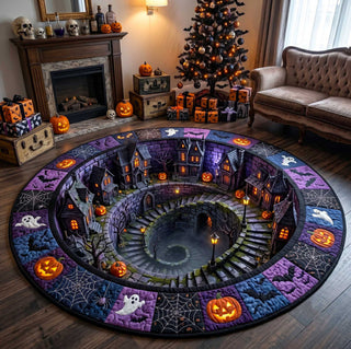 HauntedSpiral – 🔥🔥 3D Haunted Staircase Round Rug, Spooky Halloween Optical Illusion 👻
