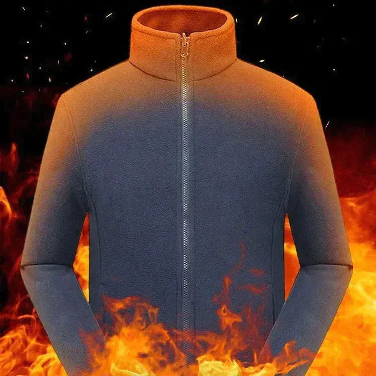 ThermaZip – 🔥 Unisex Full-Zip Stand Collar Reversible Fleece Coat