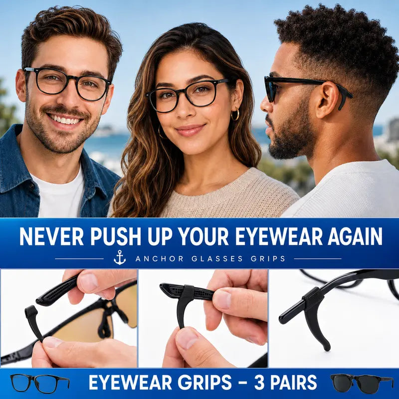 SnugHook – Anti-Slip Silicone Ear Grips for Glasses, Sunglasses & Reading Glasses (3 Pairs)