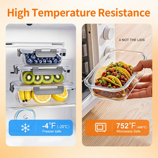 PrepVault – 20-Container Airtight Glass Food Storage System, 40-Piece Smart Meal Prep Set