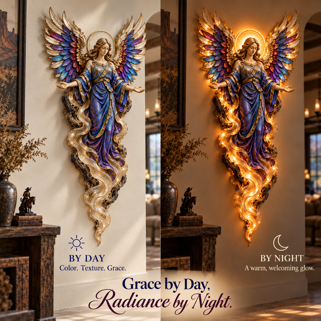 ✝️ HaloGrace – Lighted Angel Wall Sculpture ✨
