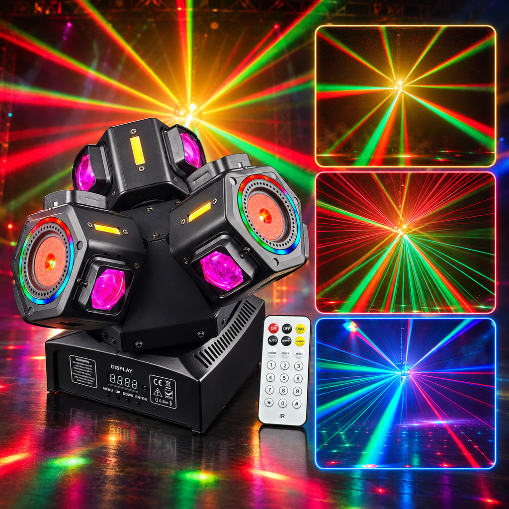 MeteorBeam – 180W 4-Arm Moving Head Laser Beam DJ Stage Light