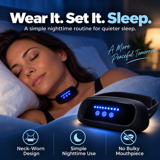 🌙 SnoreHush – Wearable Anti-Snoring Neck Device for Better Sleep for Both of You