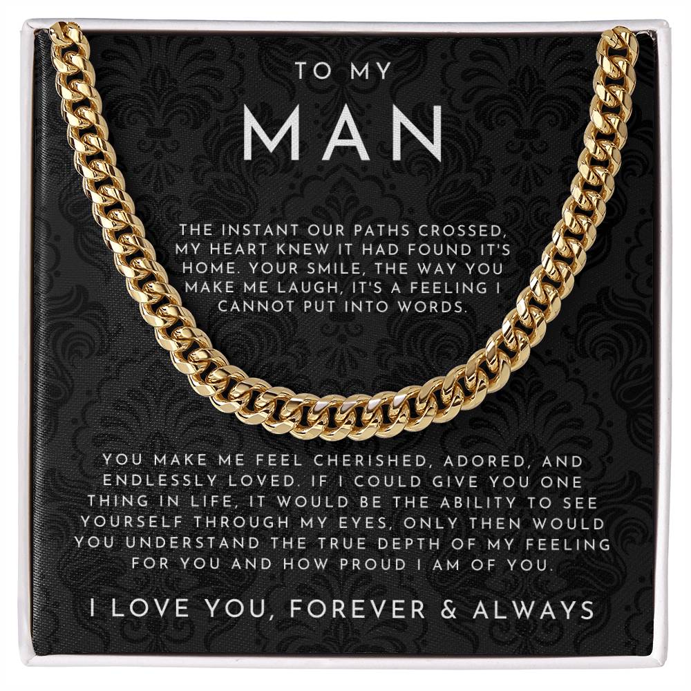ForeverLink – To My Man Cuban Chain Necklace with Message Card