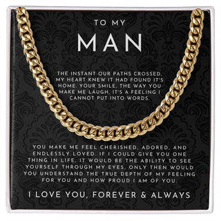 ForeverLink – To My Man Cuban Chain Necklace with Message Card