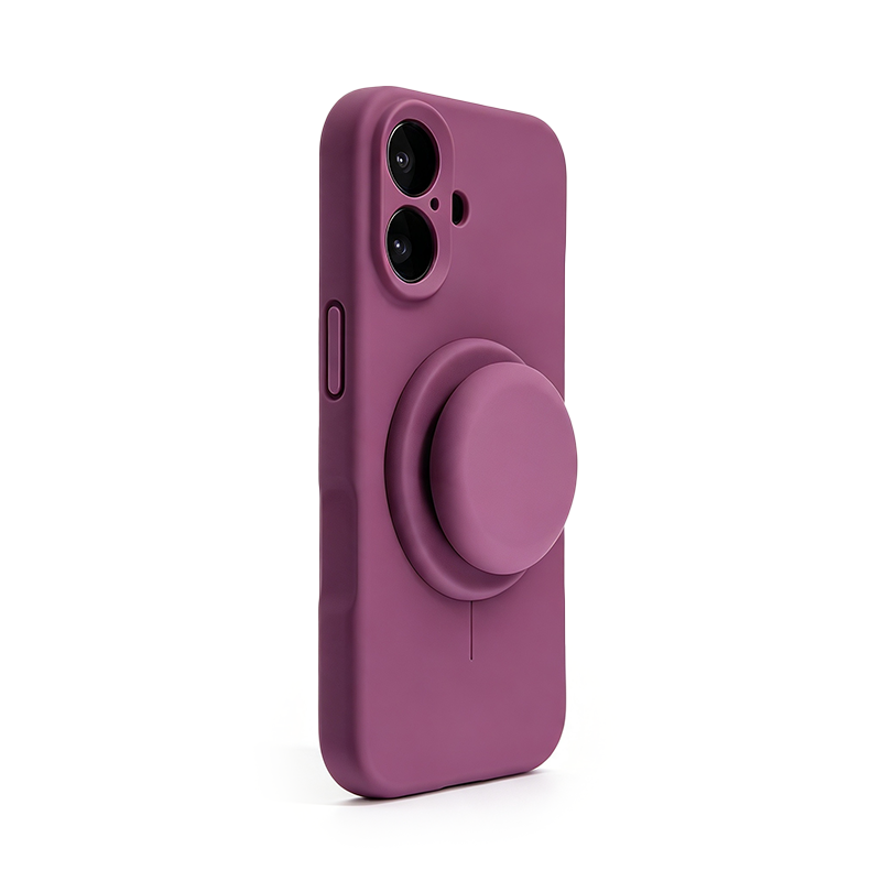 GripSnap – Magnetic Stand Silicone Phone Case with AI Capture Button for iPhone 12–18 Pro Max