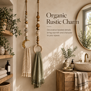 BeadNook – Boho Beaded Rope Towel Hanger for Bathroom & Kitchen
