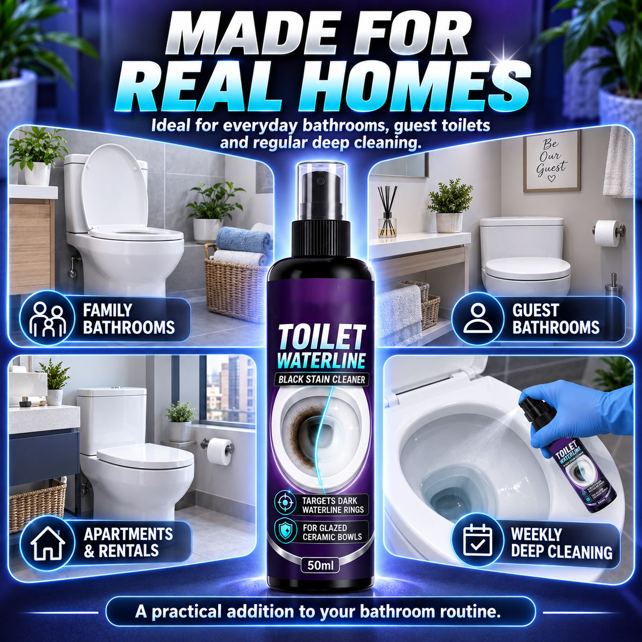 RingBreak – 🥳🚽🌟 Toilet Waterline Cleaner, Concentrated Blue Gel That Clings to Vertical Stains✅