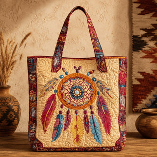 QuiltSpirit – Handmade Quilted Tote Bag with Native American–Inspired Designs