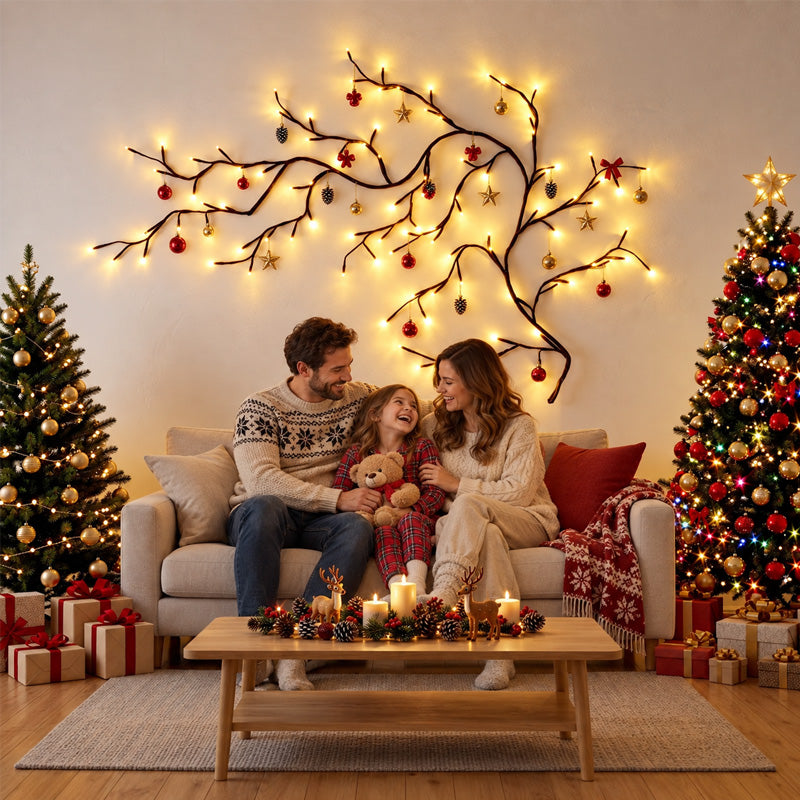 GlowBough – ✨ Flexible Warm White LED Branch Lights for Christmas Wall Decor