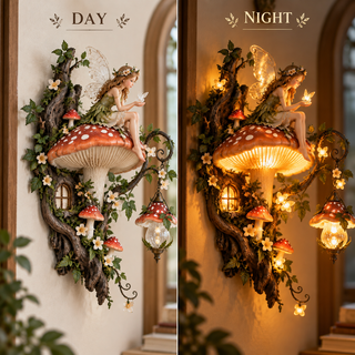FaeGlow – ⏰🧚✨ Enchanted Mushroom Fairy Wall Light 🍄🌿