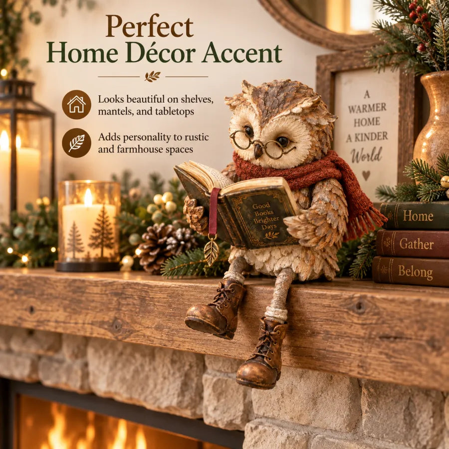 🦉 BookOwl – Reading Owl Figurine with Glasses, Book & Boots