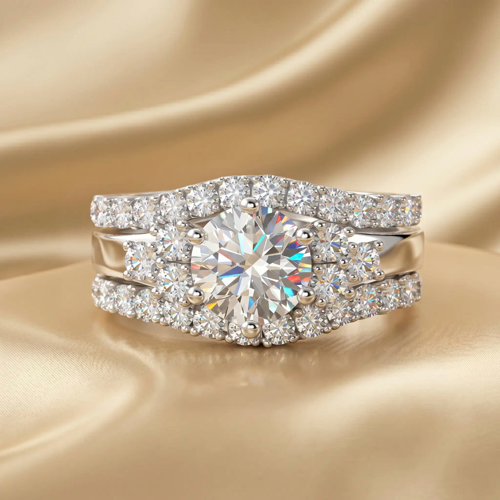 CrownTrio – 🔥 Triple-Stack Moissanite Ring Set in S925 Sterling Silver
