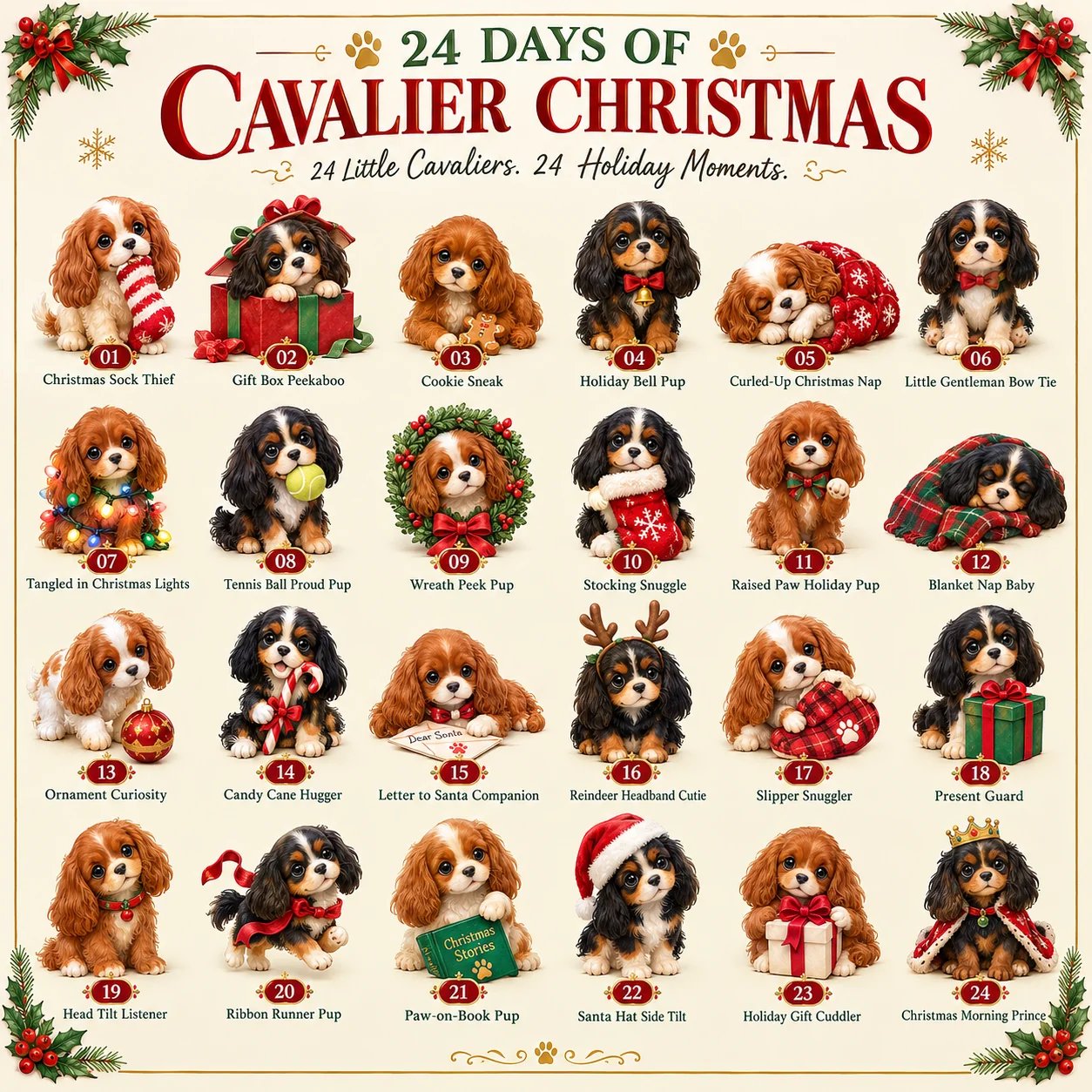 CavaCountdown – ⏰🐶 24 Days of Cavalier Christmas Advent Calendar 2026 with 24 Collectible Cavalier Surprises