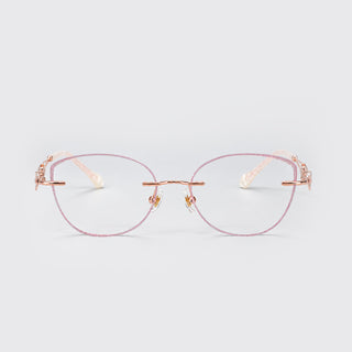 GlitterGleam – Pink Rimless Geometric Eyeglasses