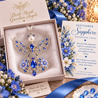 September Sapphire guardian angel detail