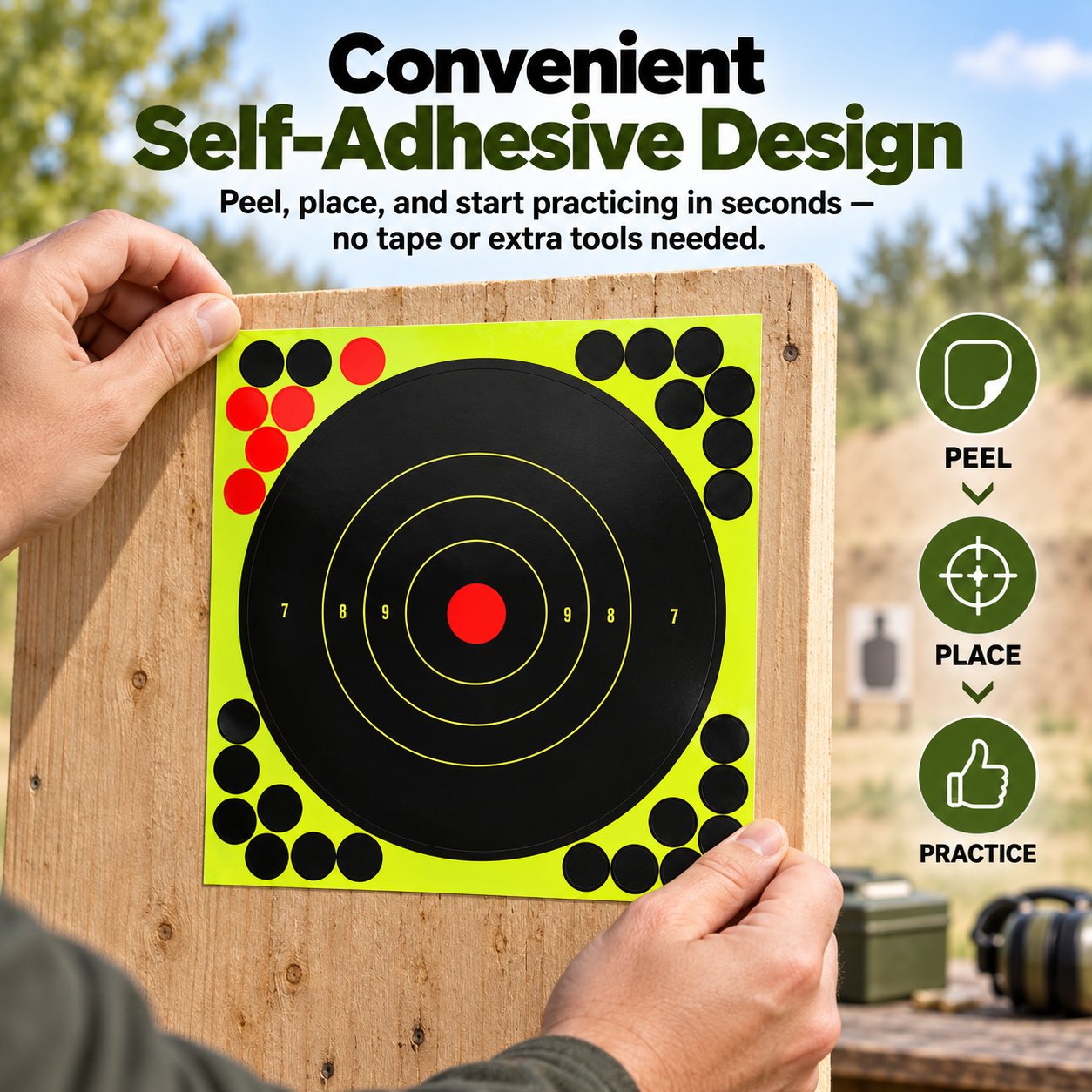 StickShot – 8 x 8 in (20.3 x 20.3 cm) Self-Adhesive Peel & Stick Shooting Targets