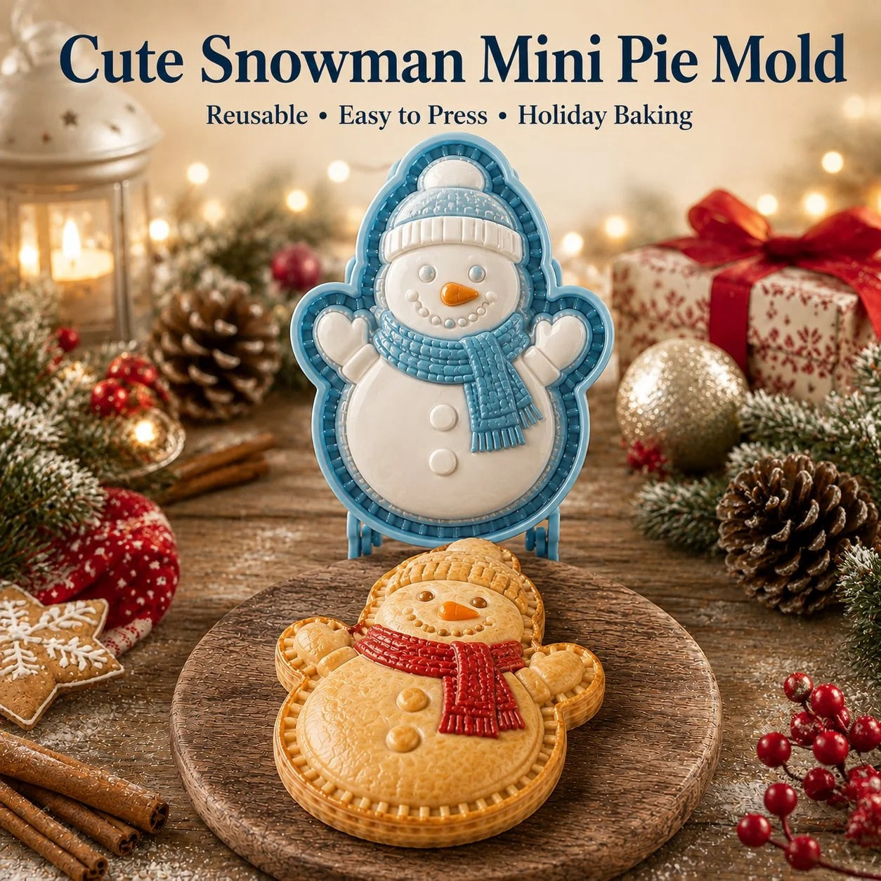🎄PieCharm – 8-Design Christmas Mini Pie Mold Collection | Reusable Embossed Molds
