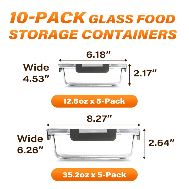 PrepVault – 20-Container Airtight Glass Food Storage System, 40-Piece Smart Meal Prep Set