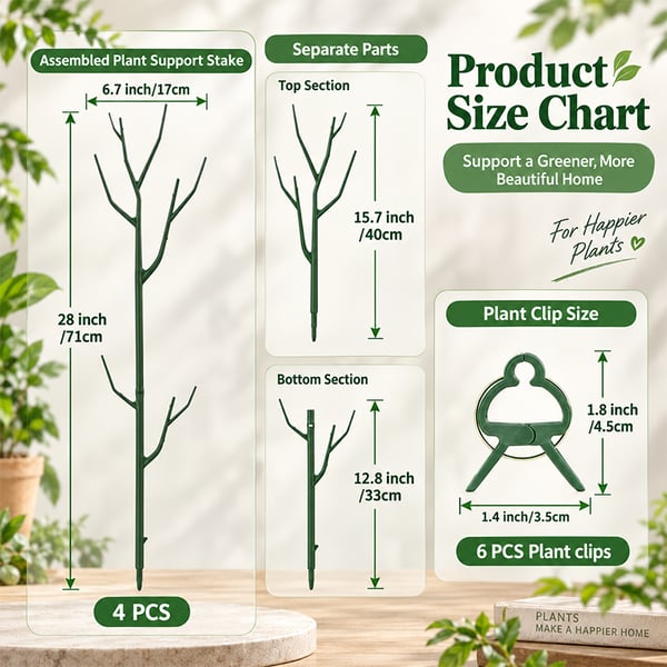 🌱 Adjustable Climbing Plant Stakes – Natural‑Look, Tool‑Free Support for Indoor & Outdoor Vertical Growth