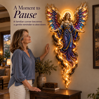 ✝️ HaloGrace – Lighted Angel Wall Sculpture ✨