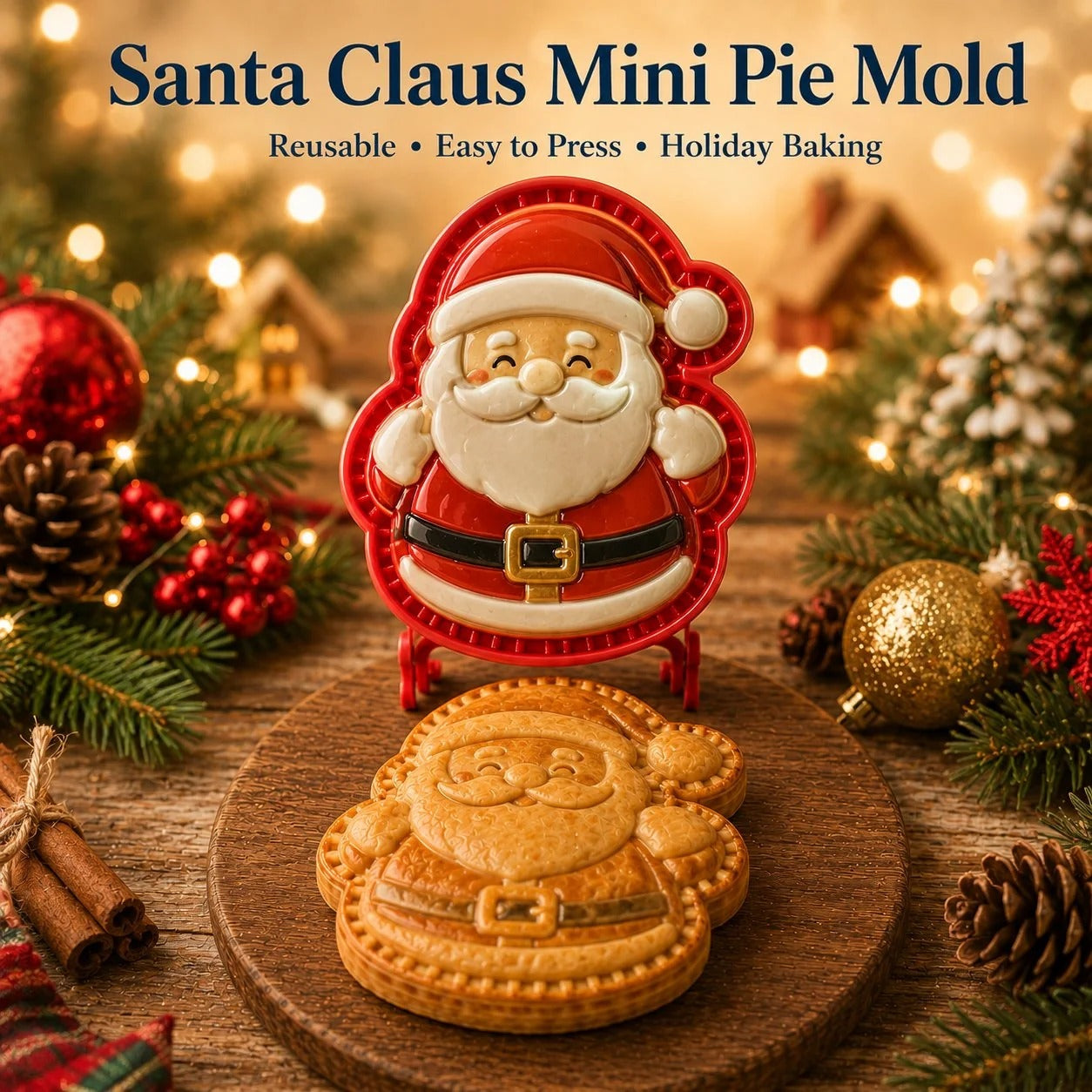 🎄PieCharm – 8-Design Christmas Mini Pie Mold Collection | Reusable Embossed Molds