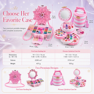 PrincessGlow – Washable Kids' Makeup Set with Revolving Trays & Portable Case 🎀