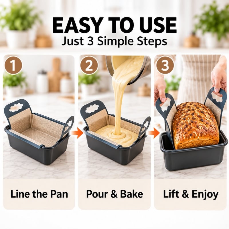 🥐LoafLift – Cross-Shape Food-Safe Baking Liner, Easy-Clean Alternative to Disposable Parchment Paper