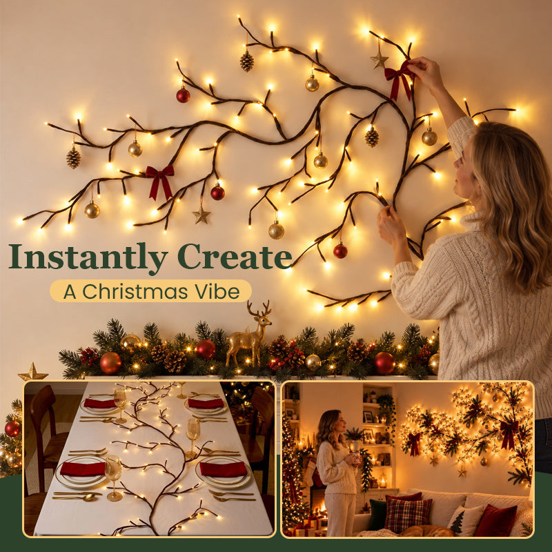GlowBough – ✨ Flexible Warm White LED Branch Lights for Christmas Wall Decor