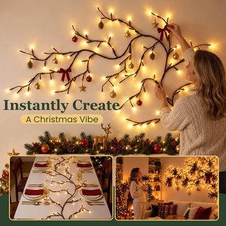 GlowBough – ✨ Flexible Warm White LED Branch Lights for Christmas Wall Decor