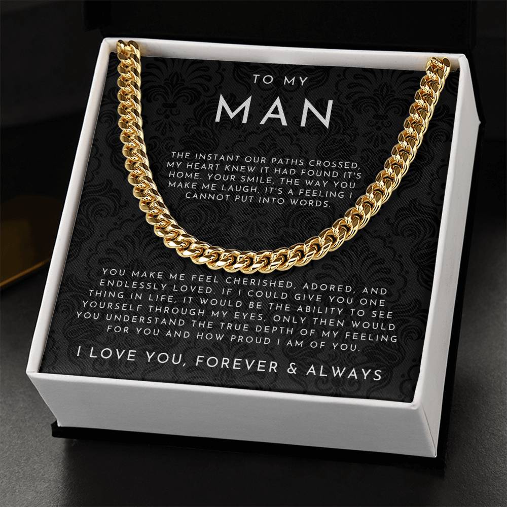 ForeverLink – To My Man Cuban Chain Necklace with Message Card