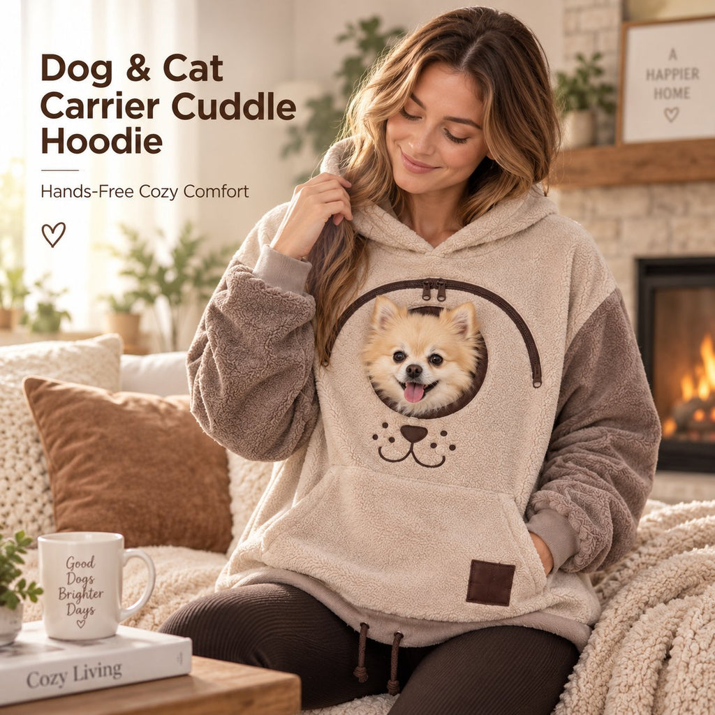 🐾 CuddlePouch – Cozy Pet Carrier Hoodie, Soft Fleece Cuddle Pouch Sweatshirt for Cats & Small Dogs