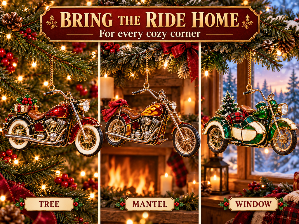 ✨ MotoGlow – 2026 Vintage Motorcycle Christmas Ornaments