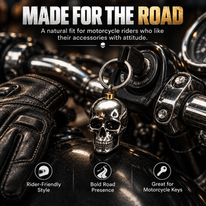 🔑SkullForge – 3D Steel Skull Keychain, Gothic Biker EDC Key Ring