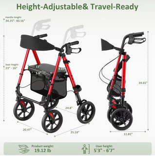 StrideEase – Foldable Rollator Walker with Seat, Lightweight for Seniors 🔥🔥🔥🔥