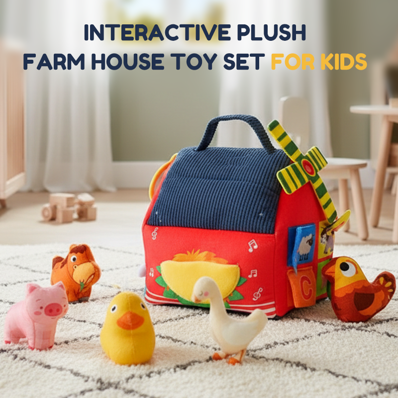 BarnBuddies – 📢📢⏰Interactive Plush Farm House Toy Set for Kids🐄🐏