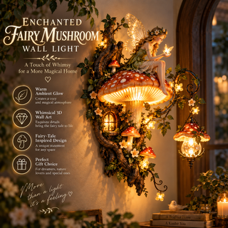 FaeGlow – ⏰🧚✨ Enchanted Mushroom Fairy Wall Light 🍄🌿