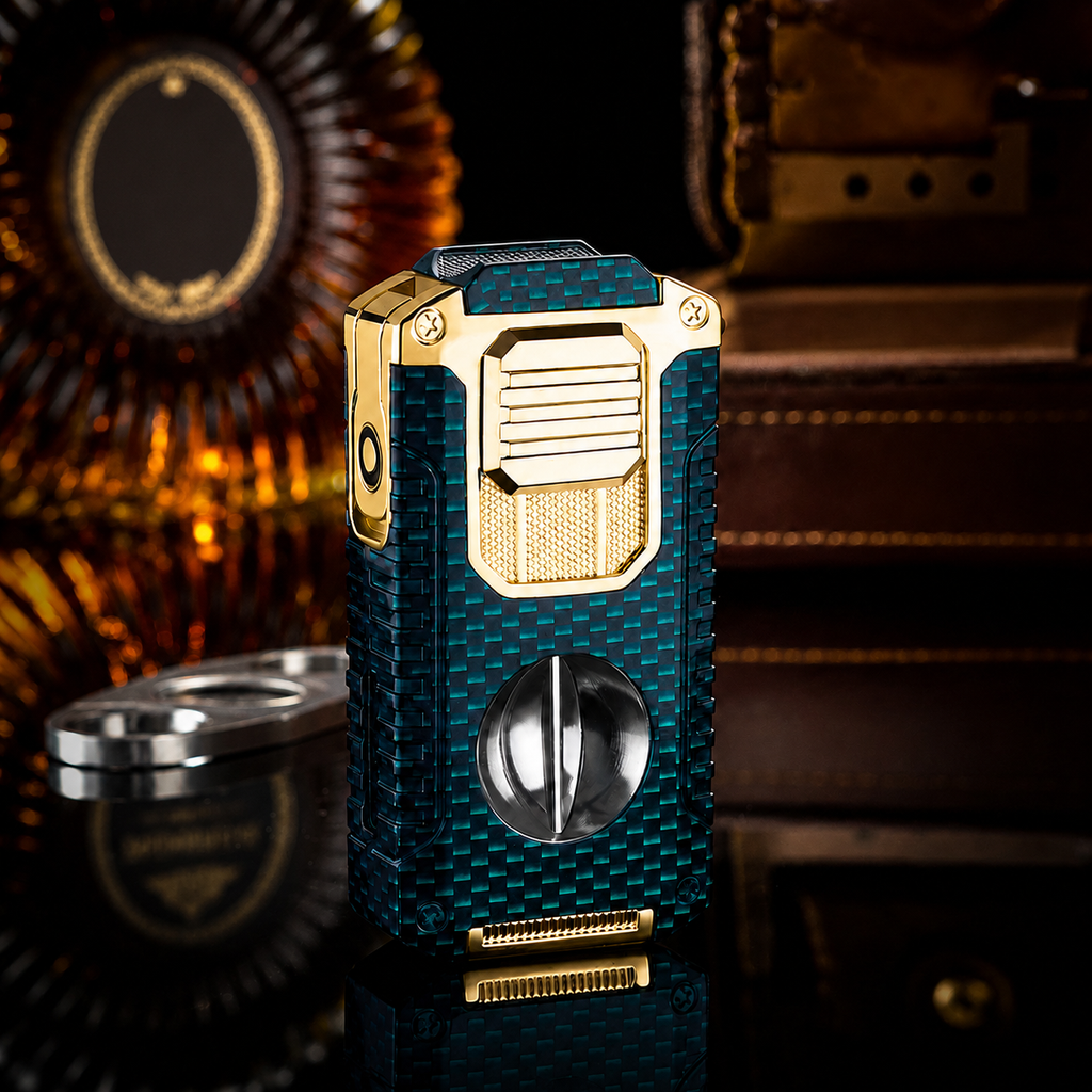 TriFlame – Vintage-Inspired Refillable Triple Torch Lighter with Built-In Tools